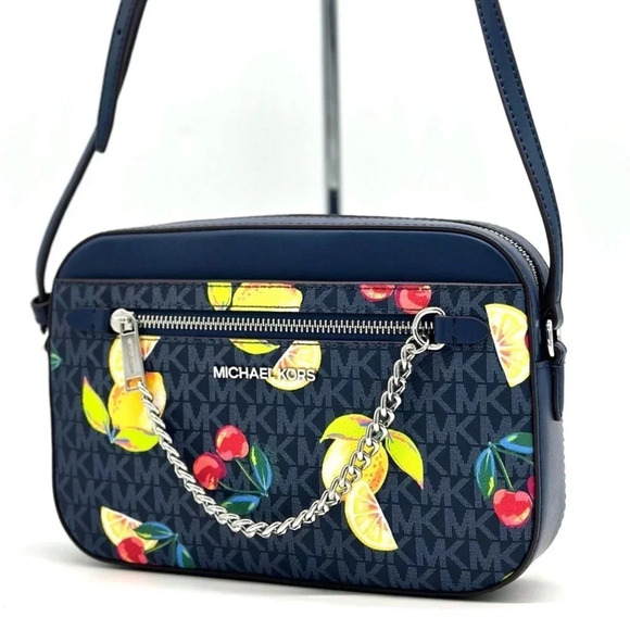 Michael Kors Large EW Zip Chain Xbody Crossbody Bag Admiral Navy Blue - Picture 1 of 11